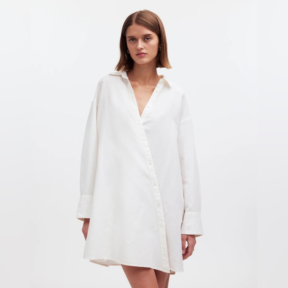 Madewell Linen Blend Asymmetric Button-Front Cover-Up Tunic NWT